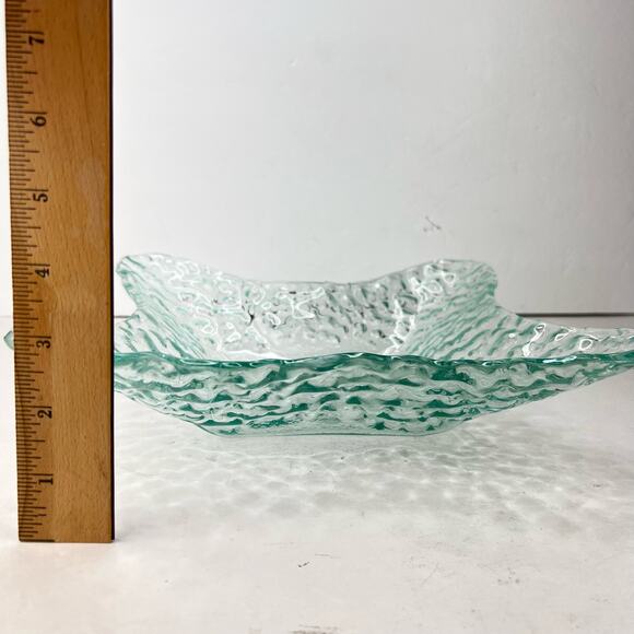 Large Blue Bubble Star Nautical Decorative Hammered Glass Bowl Retro MCM - Picture 9 of 10